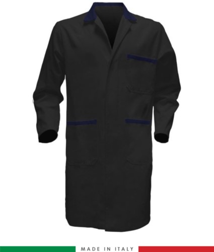 men long sleeved shirt 100% cotton for professional use black/blue
