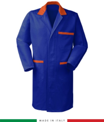 men work gown Royal Blue/ Orange 100% cotton