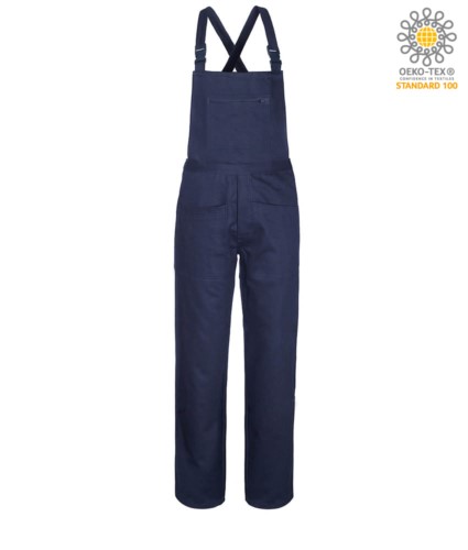 Work overalls, with inner sweatshirt, two leg pockets and one in the middle, adjustable shoulder straps
