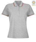 Women Shortsleeved polo shirt with italian piping on collar and cuffs, in cotton. Colour light purple JR989691.GRM