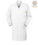 Antistatic ESD shirt with two side pockets and one chest pocket, button closures and adjustable cuffs with velcro, certified EN 1149-5, EN 61340-5-1:2007,colour medical white POAS10.BI