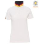 Women short sleeved polo shirt in cotton piquet, collar with contrasting three-coloured visible on the raised collar. Colour Navy Blue / Italy PANATIONLADY.BIG