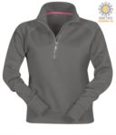 women short zip sweatshirt Gray color customizable PAMIAMI+LADY.SM
