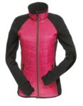 Slim fit jacket for women, with mixed material: fleece and primaloft padding, high rigid collar. Long front zip in contrast.Colour: Berry and Black X-JN592.BAM