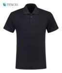 Short Sleeve Tencel Polo Shirt with three buttons, 
 100% Cotton, grey colour LPTEP31584.BLU