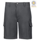 Multi pocket ripstop Bermuda shorts, two side pockets closed with snap buttons and one zipped pocket. Colour black
 PARIMINISUMMER.SM