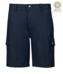 Multi pocket ripstop Bermuda shorts, two side pockets closed with snap buttons and one zipped pocket. Colour blue PARIMINISUMMER.BLU