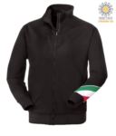 Long profile zip sweatshirt tricolor, ribbed neck, torch tricolor on the left arm, your open pockets with thread stitching ribattute, made in Italy, color gray melange JR988293.NE