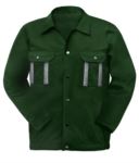 Two-tone multi pocket work jacket with reflective piping on shoulders and sleeves. Colour green
 SI10GB0208.VE