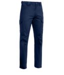 Work trousers multi pocket stretch, color blue  SI23PA0641.BLU