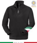 work sweatshirt with short zip made in Italy wholesale Melange Grey color with italian flag JR988263.NE