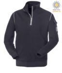 grey short-zip work sweatshirt with wolf neck JR987102.BLU