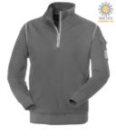 grey short-zip work sweatshirt with wolf neck JR987101.GR