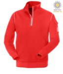 Red short-zip work sweatshirt with wolf neck  JR987103.RO