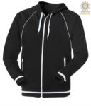 long zip sweatshirt with blue hood in polyester and cotton JR988602.NE