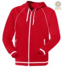 long zip sweatshirt with blue hood in polyester and cotton JR988605.RO