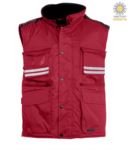 black multi-pocket work vest with reflective stripes, 100% polyester fabric PAFLIGHT.RO