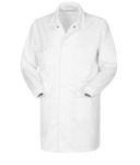 Antacid and antistatic lab coat, button closure, two patch pockets and one pocket, elasticated cuff, certified EN 1149-5, EN 13034, colour white ROA60114.BI
