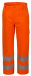 High visibility trousers, multi-pocket, double reflective band at the bottom of the leg, certified EN 20471, color orange  ROA0011799