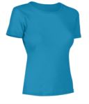 Women short sleeved T-Shirt, collar in the same fabric as the jersey, color royal blue X-CTW012.441