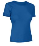 Women short sleeved T-Shirt, collar in the same fabric as the jersey, color royal blue X-CTW012.450