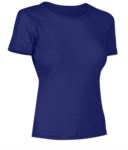 Women short sleeved T-Shirt, collar in the same fabric as the jersey, color royal blue X-CTW012.490