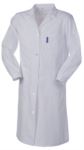 Woman robe, central button closure, open collar, full back, two patch pockets and one small pocket, colour white ROA70107.BI
