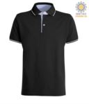 Two tone short sleeved polo shirt, light blue Oxford interior, collar and sleeves with contrasting detailing. navy blue / white colour PACAMBRIDGE.NEBI