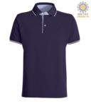 Two tone short sleeved polo shirt, light blue Oxford interior, collar and sleeves with contrasting detailing. red / white colour PACAMBRIDGE.BLUBI