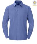 men long sleeved shirt in white polyester and cotton X-RJ936M.BLU