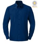 men long sleeved shirt in Oxford Blue polyester and cotton X-F65114.BLU
