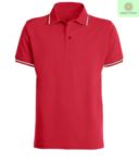 Polo pique tricolor short sleeve, side vents, three buttons in the same color, made in italy, color red  X-IT100.RO