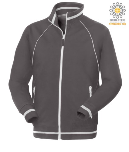 working sweatshirt in cotton and polyester Grey color with anti water treatment