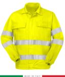 Multipro jacket, elastic cuffs, double reflective band on chest and sleeves, two chest pockets, certified EN 20471, EN 1149-5, EN 13034, UNI EN 531:97, color yellow RU315HVT06.GI