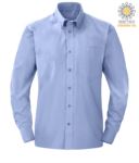 men long sleeved shirt in Blue polyester and cotton X-F65114.BLUOXFORD