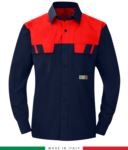 Two-tone multipro shirt, long sleeves, two chest pockets, Made in Italy, certified EN 1149-5, EN 13034, EN 14116:2008, color navy/blue/red RU801BICT54.BLR