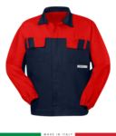 Multipro two-tone jacket, covered button closure, two chest pockets, elasticated cuffs, colour inserts on shoulders and inside collar, Made in Italy, colour navy blue /red RU315BICT06.BLR