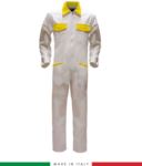 Two-tone ful jumpsuit , shirt collar, central covered zip, elasticated wais. Possibility of personalized production. Made in Italy. Color white/yellow RUBICOLOR.TUT.BIG