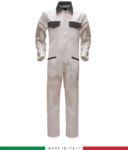 Two-tone ful jumpsuit , shirt collar, central covered zip, elasticated wais. Possibility of personalized production. Made in Italy. Color white/grey RUBICOLOR.TUT.BIGR