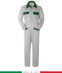 Two-tone ful jumpsuit , shirt collar, central covered zip, elasticated wais. Possibility of personalized production. Made in Italy. Color white/bright green RUBICOLOR.TUT.BIVEBR