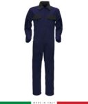 Two-tone ful jumpsuit , shirt collar, central covered zip, elasticated wais. Possibility of personalized production. Made in Italy. Color navy blue/ bottle green RUBICOLOR.TUT.BLN