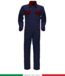 Two-tone ful jumpsuit , shirt collar, central covered zip, elasticated wais. Possibility of personalized production. Made in Italy. Color navy blue/orange RUBICOLOR.TUT.BLR