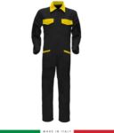Two-tone ful jumpsuit , shirt collar, central covered zip, elasticated wais. Possibility of personalized production. Made in Italy. Color black/yellow RUBICOLOR.TUT.NEG