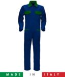 Two-tone ful jumpsuit , shirt collar, central covered zip, elasticated wais. Possibility of personalized production. Made in Italy. Color royal blue /navy blue RUBICOLOR.TUT.AZVEBR