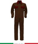 Two-tone ful jumpsuit , shirt collar, central covered zip, elasticated wais. Possibility of personalized production. Made in Italy. Color Brown RUBICOLOR.TUT.MAR