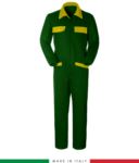 Two-tone ful jumpsuit , shirt collar, central covered zip, elasticated wais. Possibility of personalized production. Made in Italy. Color bottle green/red RUBICOLOR.TUT.VEBG