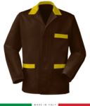 brown / yellow work jacket, made in Italy, 100% cotton massaua with two pockets RUBICOLOR.GIA.MAG