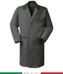 two-tone grey/green men work gown with covered buttons RUBICOLOR.CAM.GRVEBR