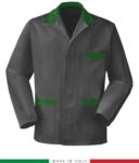 grey / green work jacket, made in Italy, 100% cotton massaua with two pockets RUBICOLOR.GIA.GRVEBR