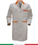 men gowns for professional use 100% cotton color White/Orange RUBICOLOR.CAM.BIA